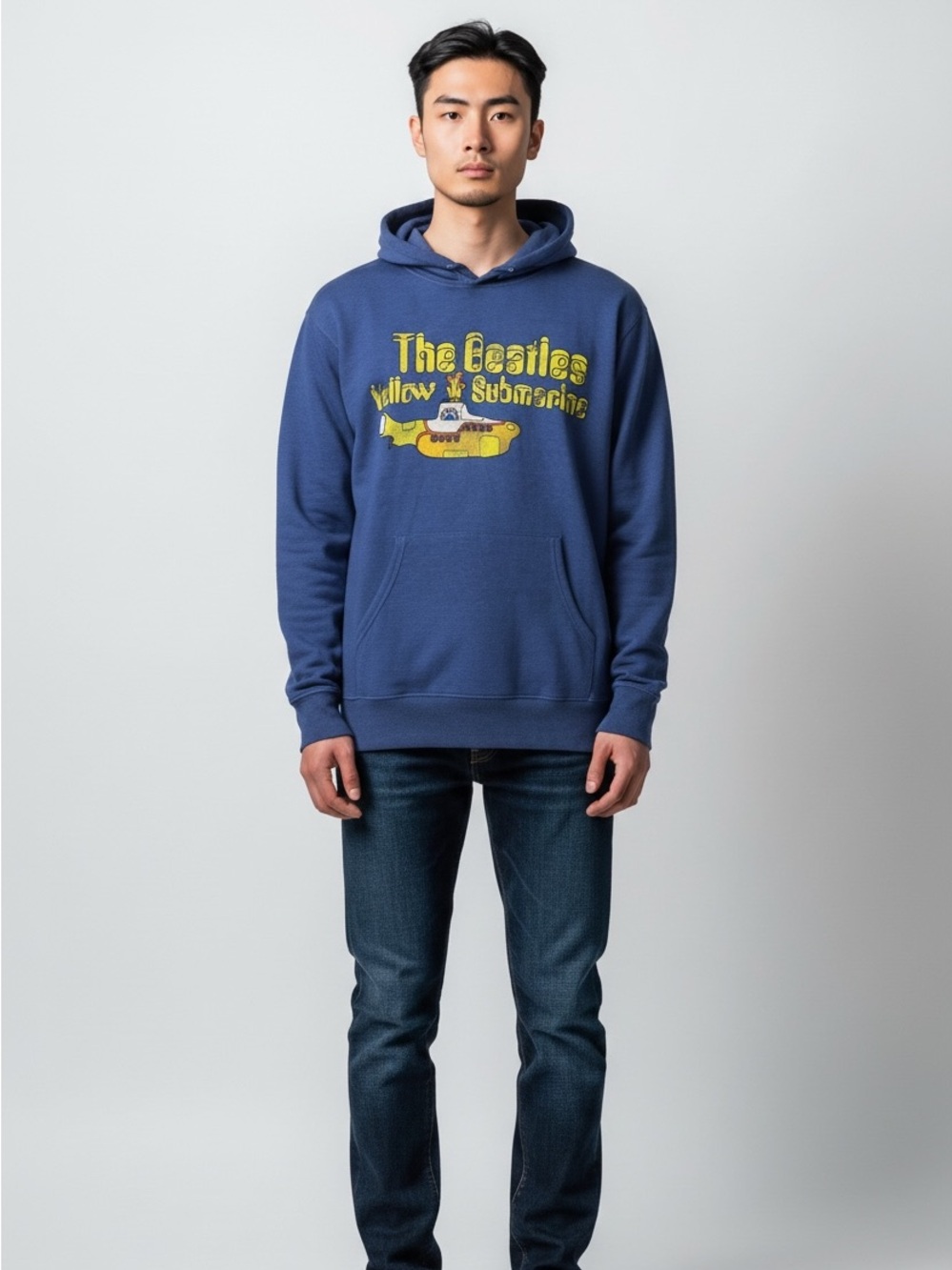 The Beatles Blue Pullover Hoodie with Yellow Submarine Graphic